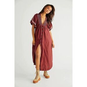 NEW FREE PEOPLE Sz M SAMANTHA SHIRTDRESS EMBROIDERED DOUBLE DARE